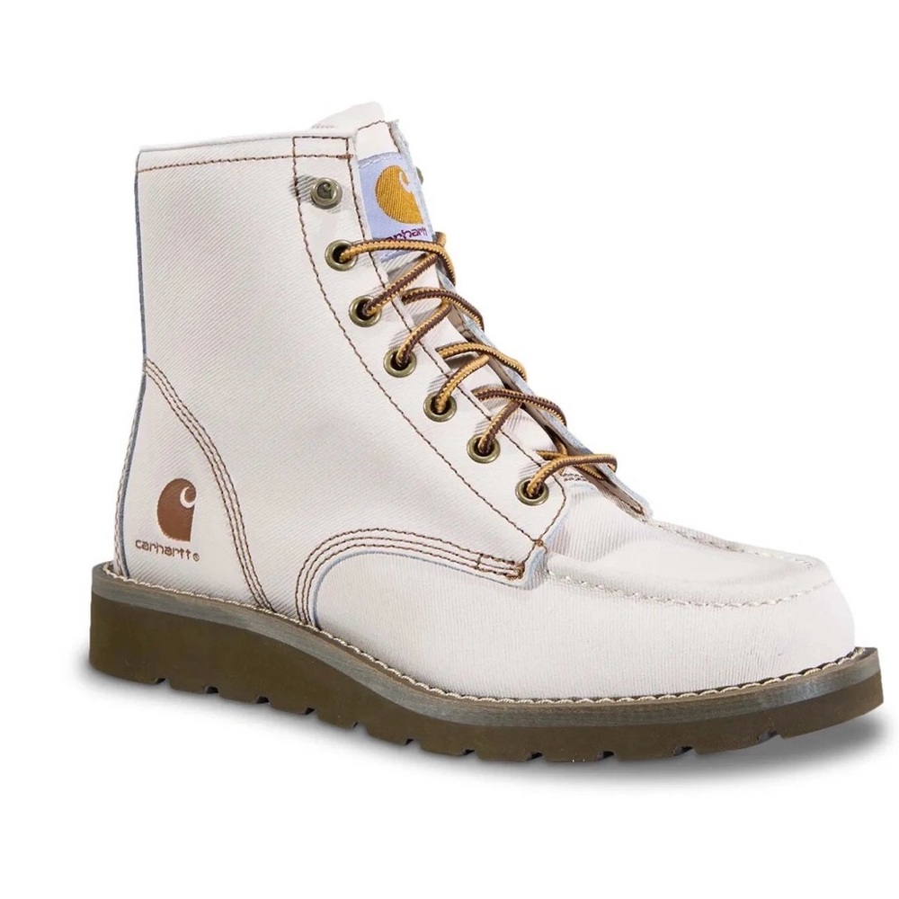 Carhartt Leather Boot Mens Size 11 White Scuff Boots 6" Moc Toe Wedge NIB